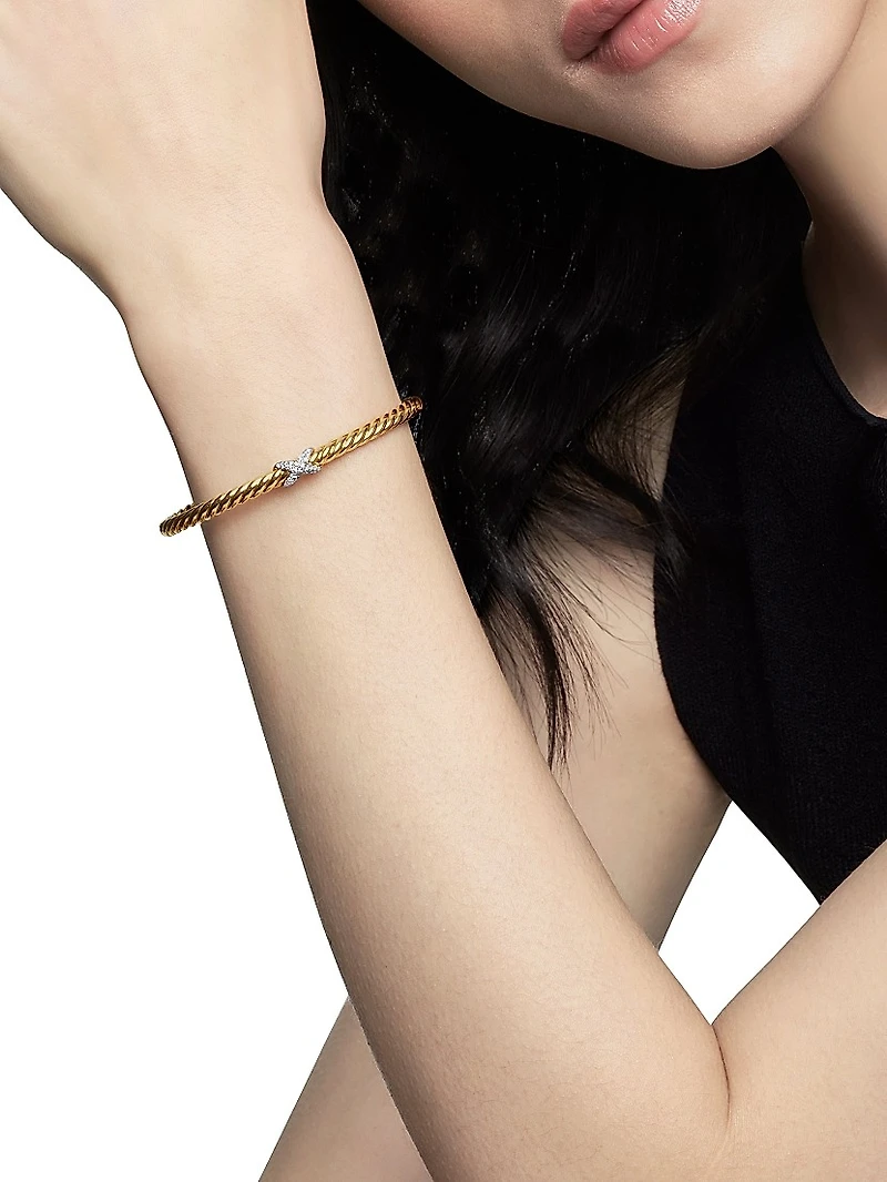 X Cablespira Station Bracelet 18K Yellow Gold