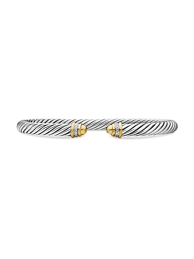 Cable Bracelet With 18K Yellow Gold & Diamonds