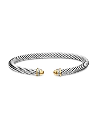 Cable Bracelet With 18K Yellow Gold & Diamonds