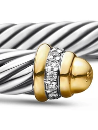 Cable Bracelet With 18K Yellow Gold & Diamonds