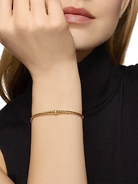 Cable 18K Gold & Diamond Station Cuff Bracelet