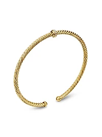 Cable 18K Gold & Diamond Station Cuff Bracelet