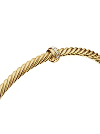 Cable 18K Gold & Diamond Station Cuff Bracelet