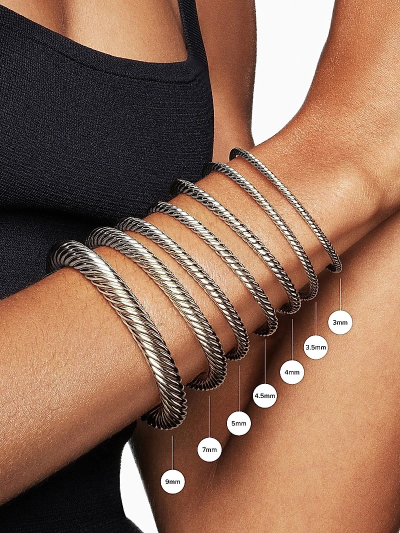 Cable Buckle Sterling Silver, Diamond & Hampton Blue Topaz Bracelet