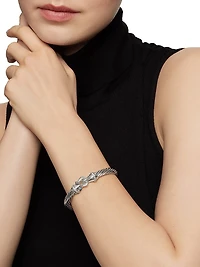 Cable Buckle Sterling Silver, Diamond & Hampton Blue Topaz Bracelet