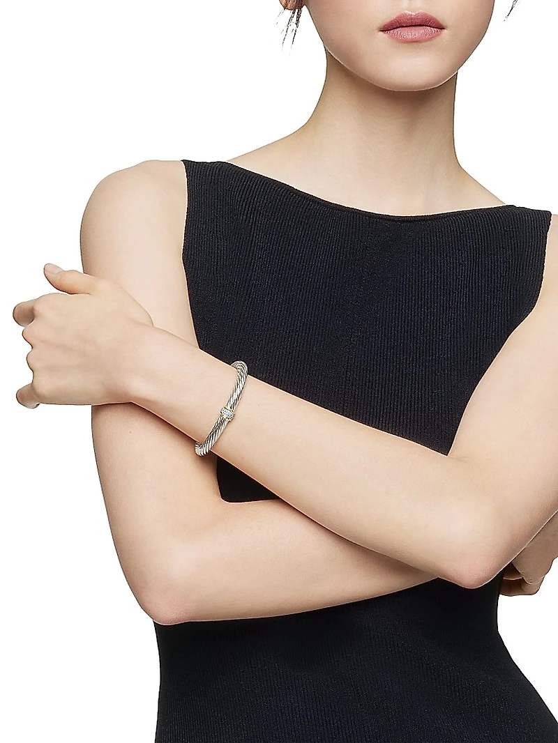 Classic Cable Station Bracelet in Sterling Silver