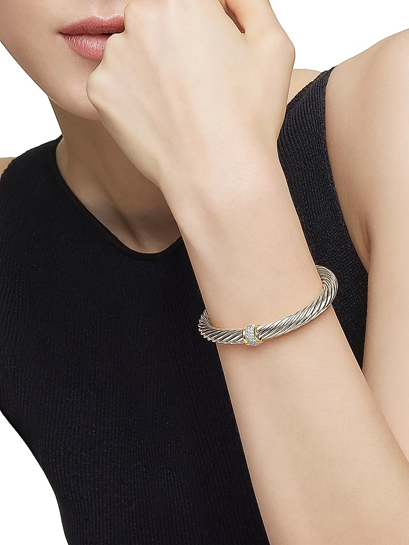 Classic Cable Station Bracelet in Sterling Silver