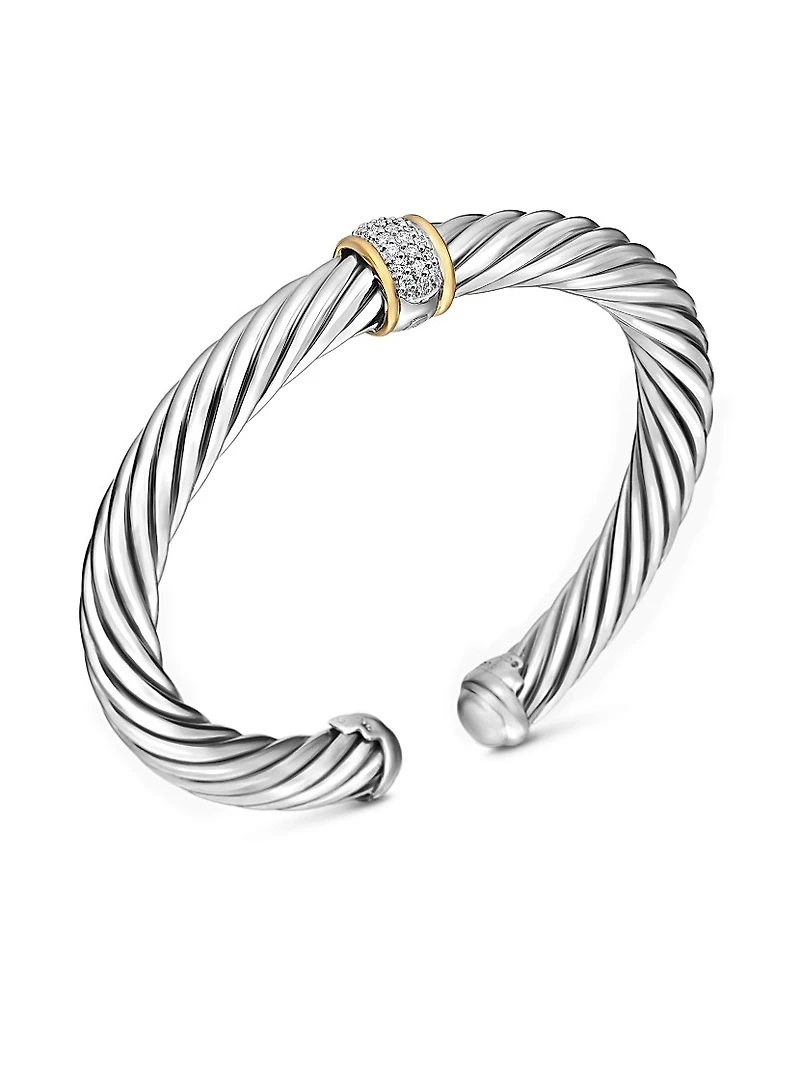 Classic Cable Station Bracelet in Sterling Silver