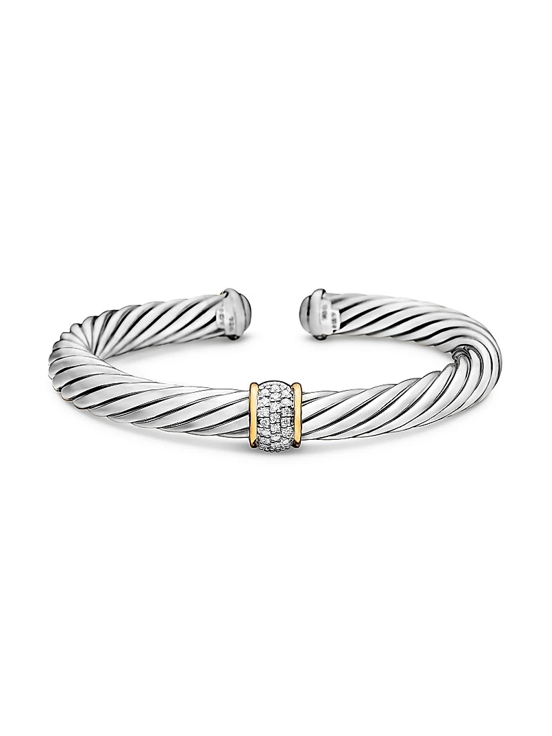 Classic Cable Station Bracelet in Sterling Silver