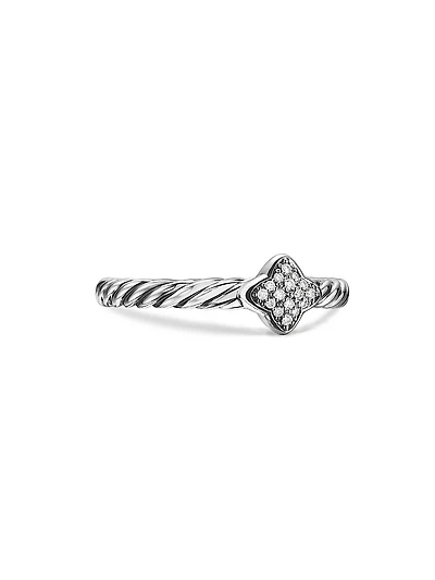 Petite Pavé Quatrefoil Stack Ring with Diamonds