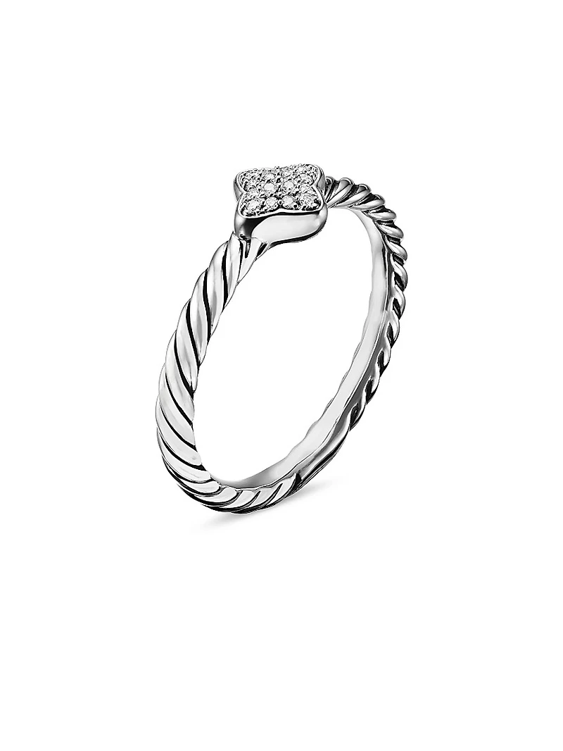 Petite Pavé Quatrefoil Stack Ring with Diamonds