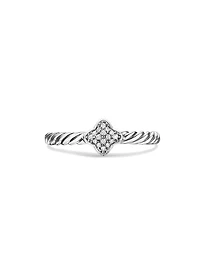 Petite Pavé Quatrefoil Stack Ring with Diamonds