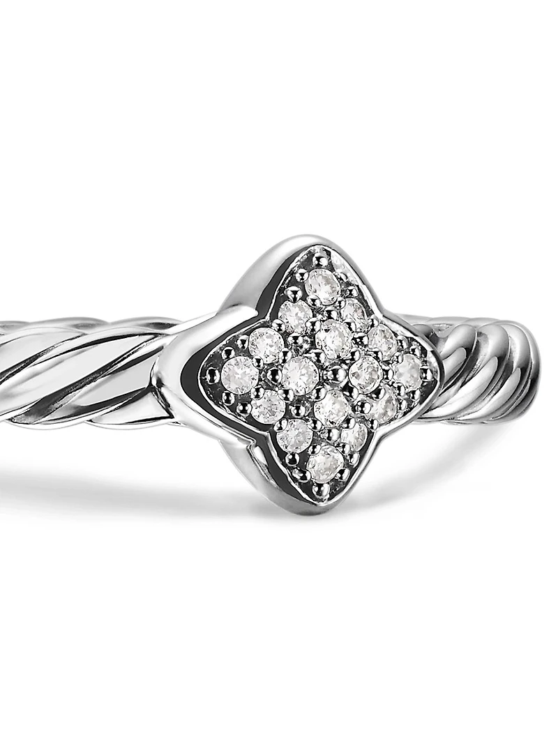 Petite Pavé Quatrefoil Stack Ring with Diamonds
