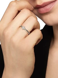 Petite Pavé Quatrefoil Stack Ring with Diamonds