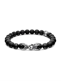 Spiritual Bead Black Diamond, Onyx & Sterling Silver Bracelet
