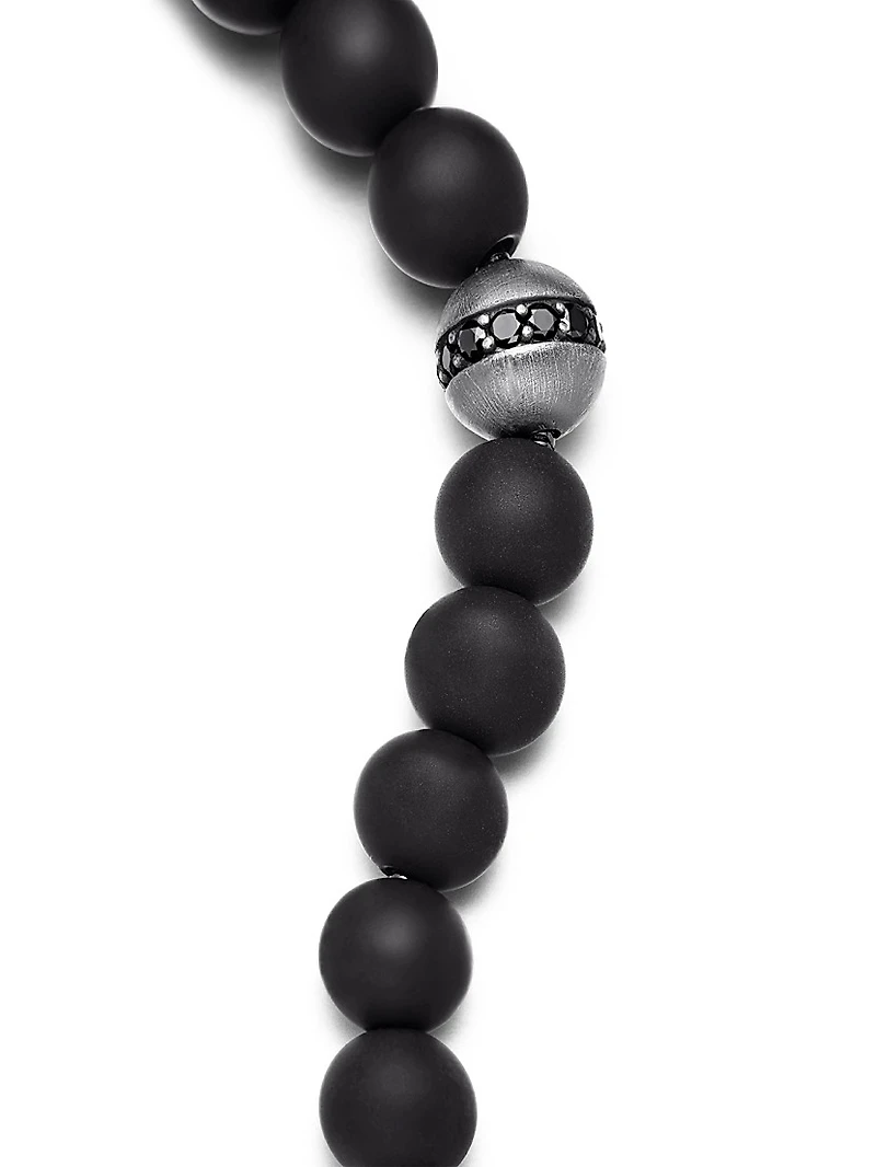 Spiritual Bead Black Diamond, Onyx & Sterling Silver Bracelet