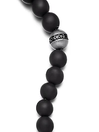 Spiritual Bead Black Diamond, Onyx & Sterling Silver Bracelet