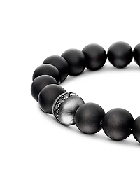 Spiritual Bead Black Diamond, Onyx & Sterling Silver Bracelet