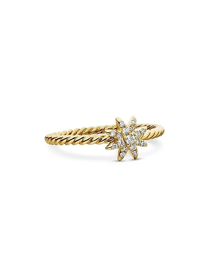 Petite Starburst Station Ring in 18K Yellow Gold