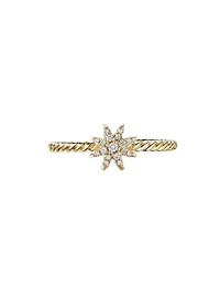 Petite Starburst Station Ring 18K Yellow Gold with Diamonds