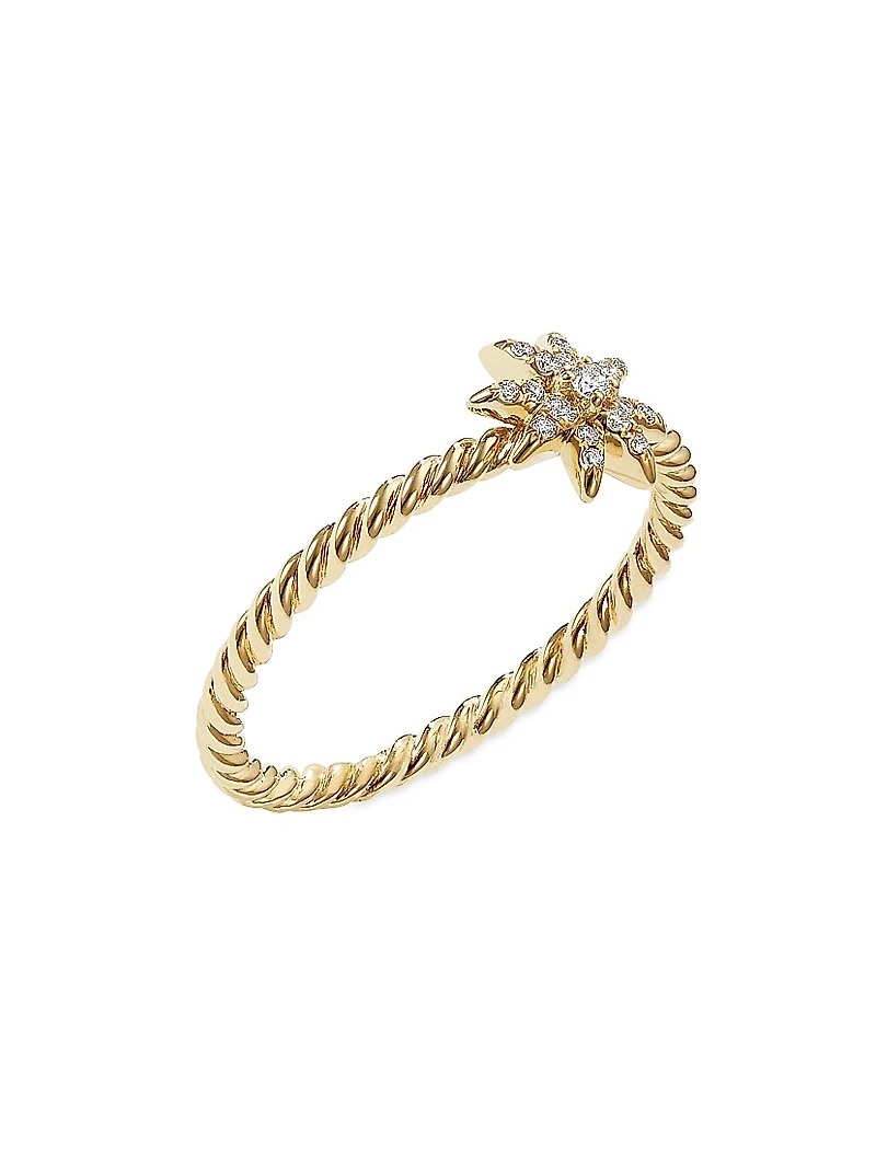 Petite Starburst Station Ring 18K Yellow Gold with Diamonds