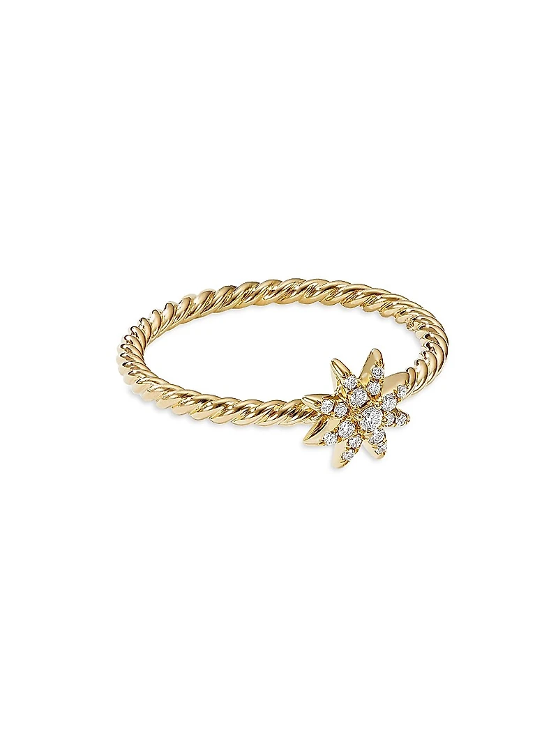 Petite Starburst Station Ring 18K Yellow Gold with Diamonds