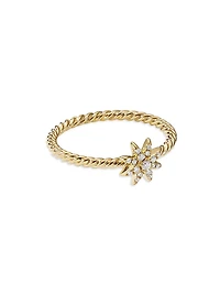 Petite Starburst Station Ring 18K Yellow Gold with Diamonds