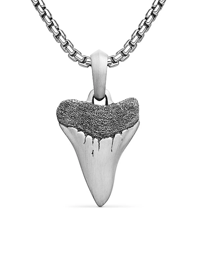 Shark Tooth Amulet in Sterling Silver, 25.8mm