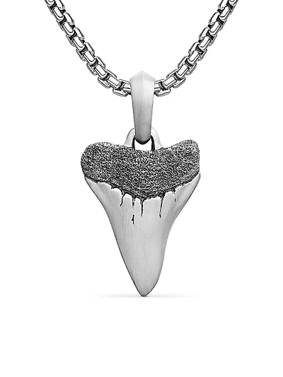Shark Tooth Amulet in Sterling Silver, 25.8mm
