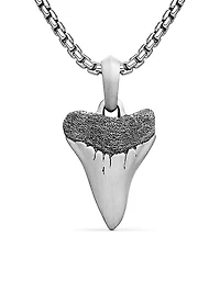 Shark Tooth Amulet in Sterling Silver, 25.8mm