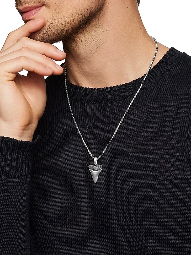 Shark Tooth Amulet in Sterling Silver, 25.8mm