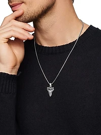 Shark Tooth Amulet in Sterling Silver, 25.8mm