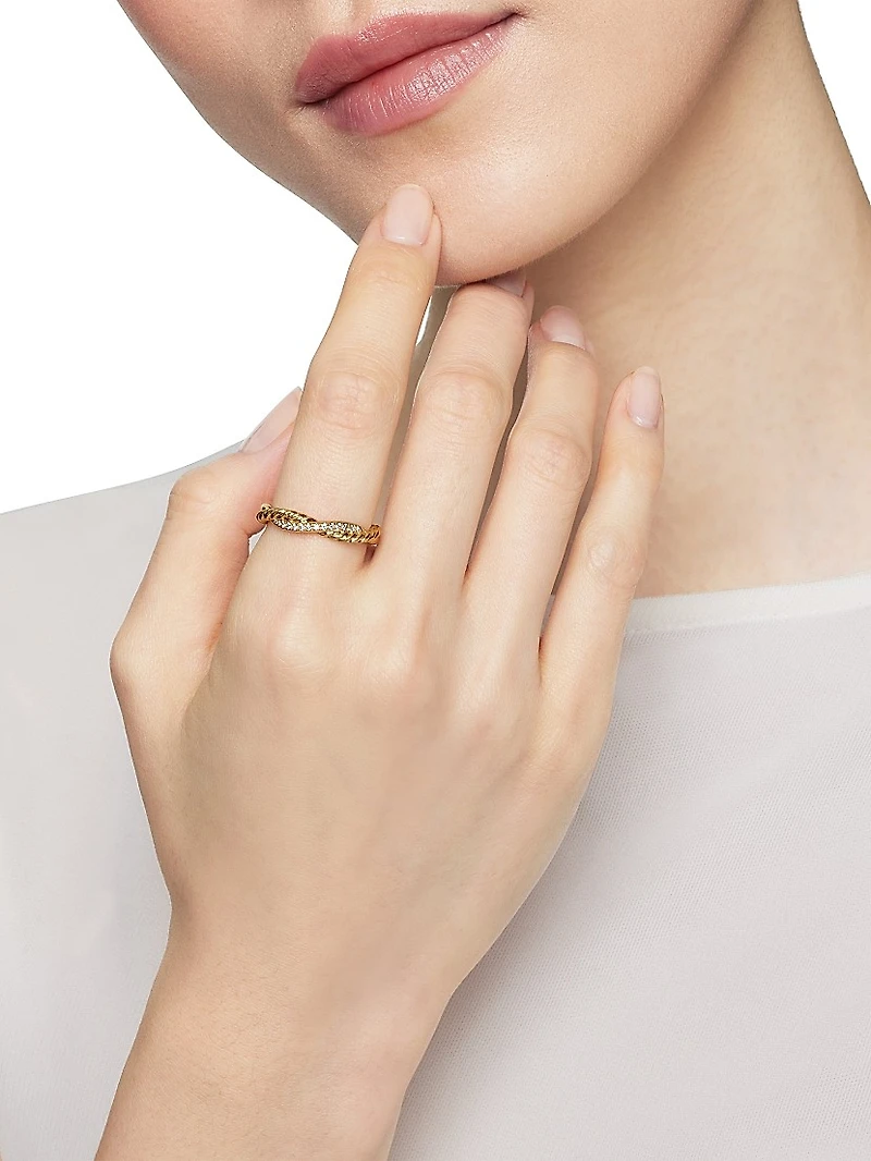 Petite Infinity Twisted Ring 18K Yellow Gold With Diamonds