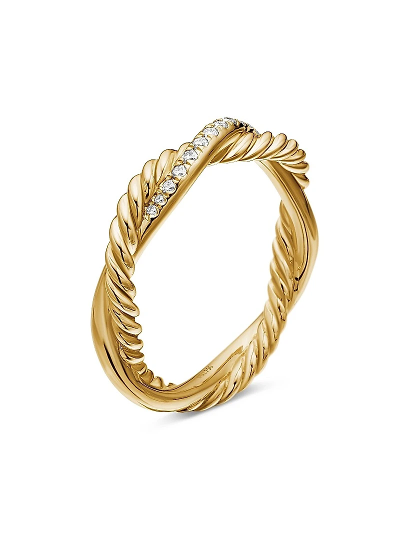 Petite Infinity Twisted Ring 18K Yellow Gold With Diamonds