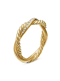Petite Infinity Twisted Ring 18K Yellow Gold With Diamonds