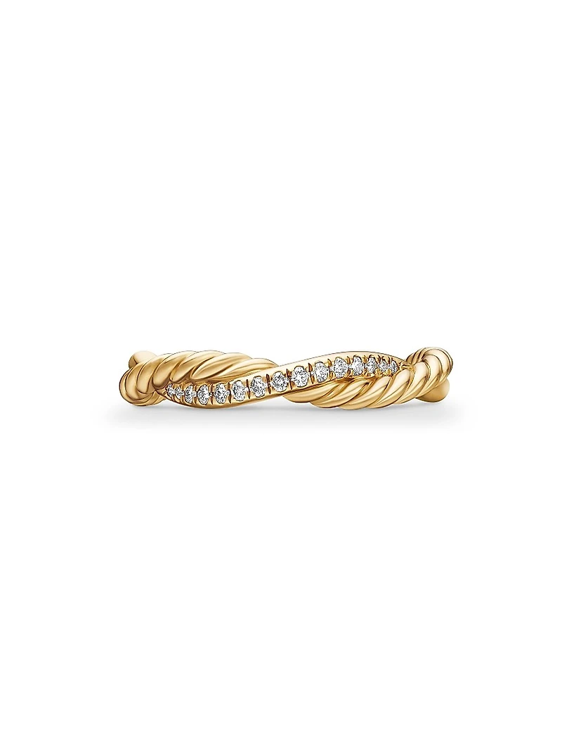 Petite Infinity Twisted Ring 18K Yellow Gold With Diamonds