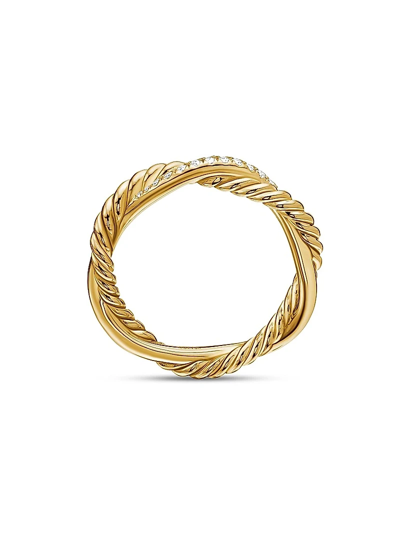 Petite Infinity Twisted Ring 18K Yellow Gold With Diamonds