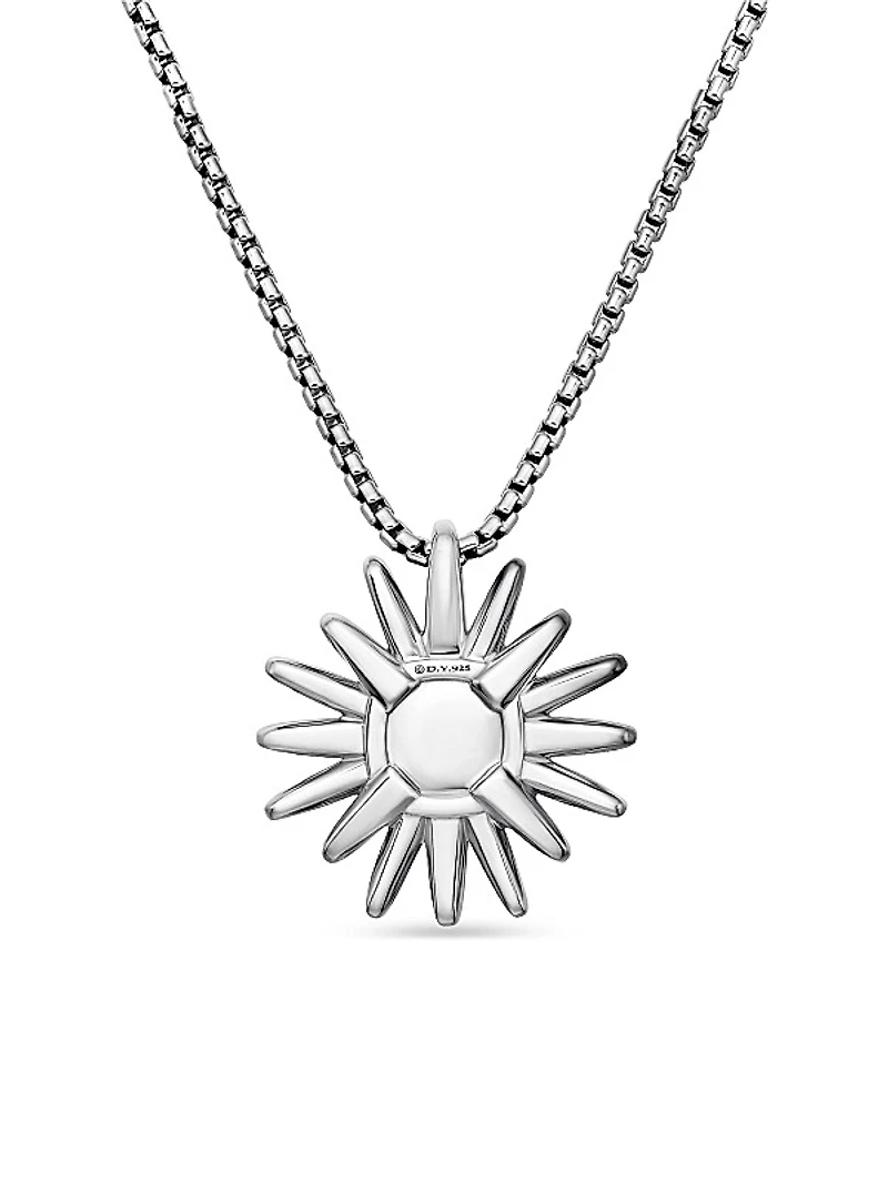 Starburst Pendant Necklace in Sterling Silver with Diamonds
