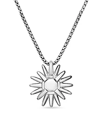 Starburst Pendant Necklace in Sterling Silver with Diamonds