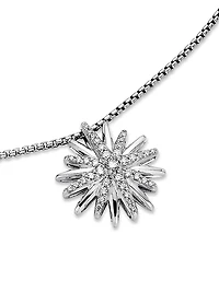 Starburst Pendant Necklace in Sterling Silver with Diamonds