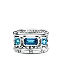 Stax Wide Ring with Hampton Blue Topaz & Diamonds