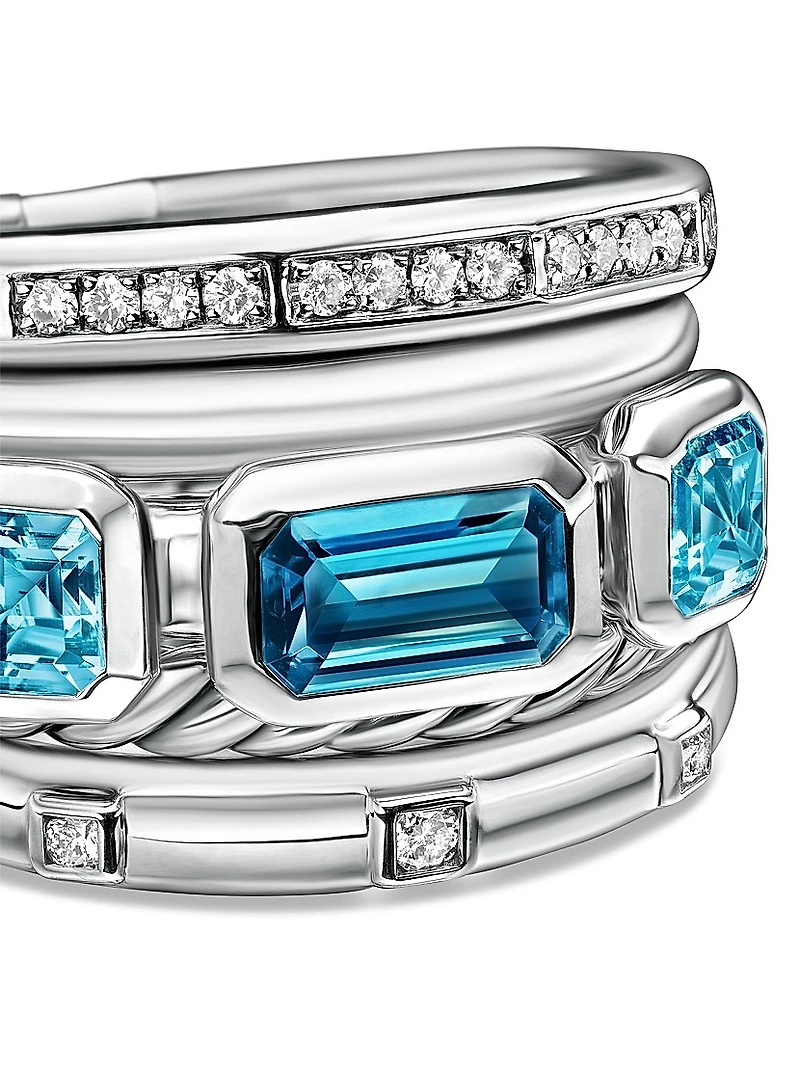 Stax Wide Ring with Hampton Blue Topaz & Diamonds
