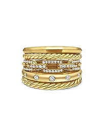 Stax Wide Ring with Diamonds 18K Yellow Gold/15mm