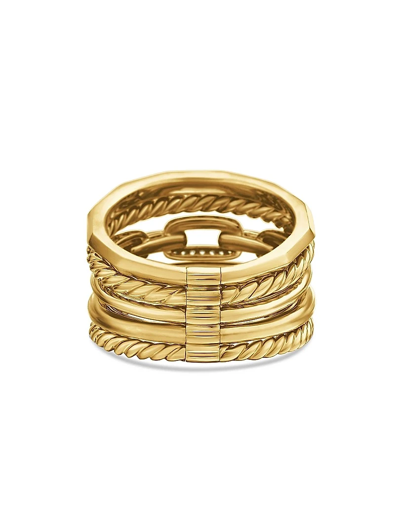 Stax Wide Ring with Diamonds 18K Yellow Gold/15mm