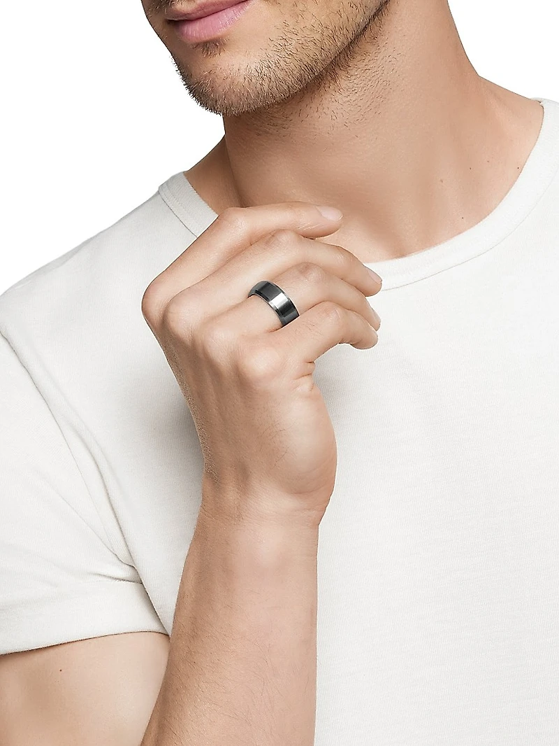 Streamline Beveled Band Ring Titanium, 8.5MM