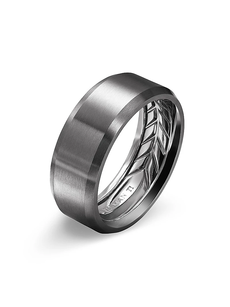 Streamline Beveled Band Ring Titanium, 8.5MM