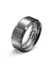 Streamline Beveled Band Ring Titanium, 8.5MM