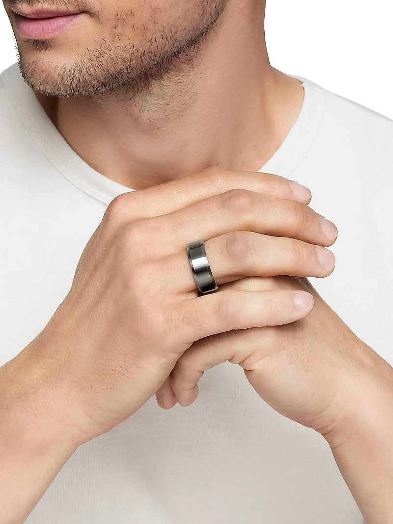 Streamline Beveled Band Ring Titanium, 8.5MM