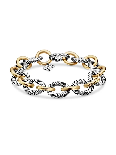 Oval Link Chain Bracelet With 18K Yellow Gold