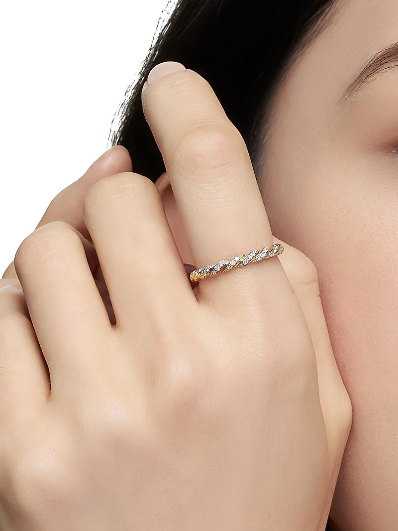Paveflex Ring Eith Diamonds 18K Yellow Gold, 2.8MM